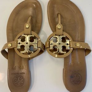 Tory Burch Miller Sandals - Gold Metal-Logo
